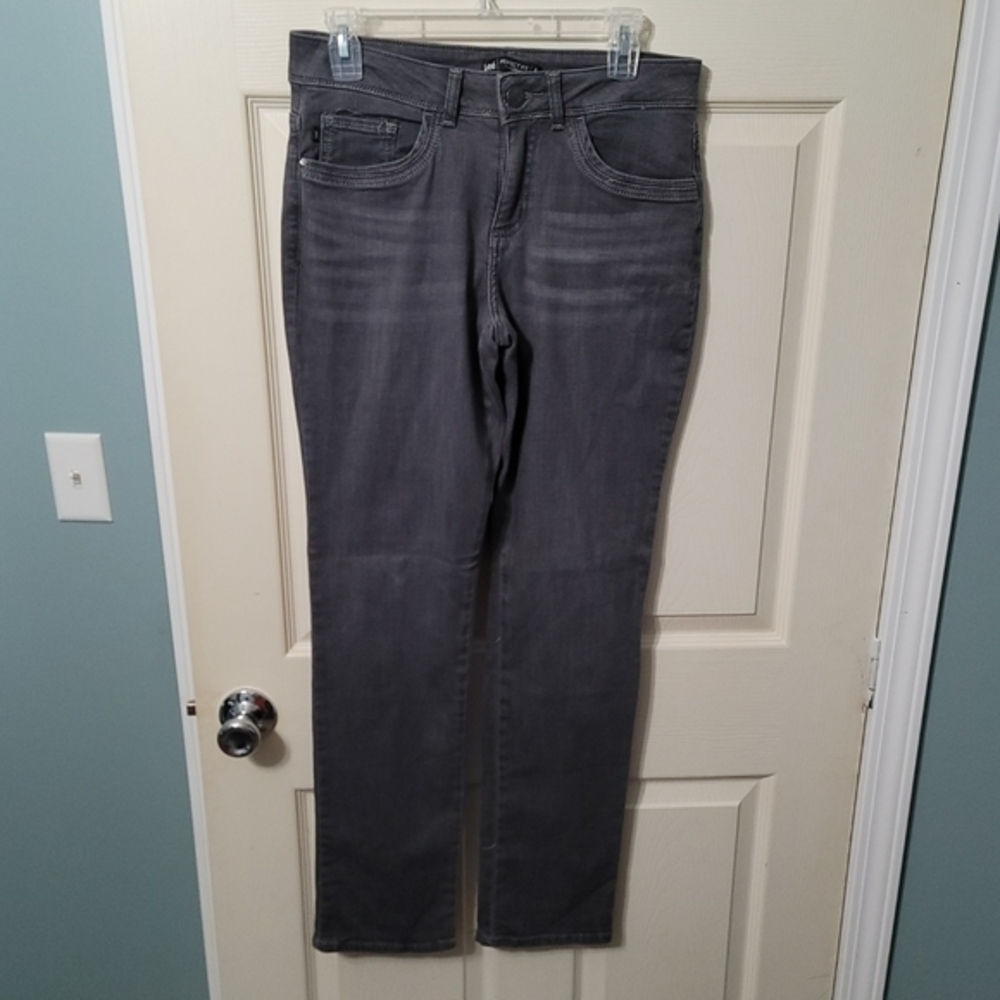 Lee Perfect Fit Charcoal Gray Silver Stitched Stretch Jeans Womens 6 (M) Great